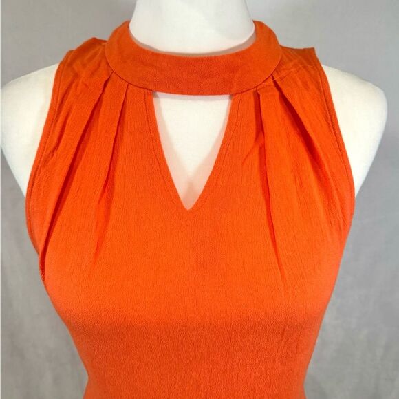 Orange pleated vneck keyhole romper size small - Picture 2 of 5